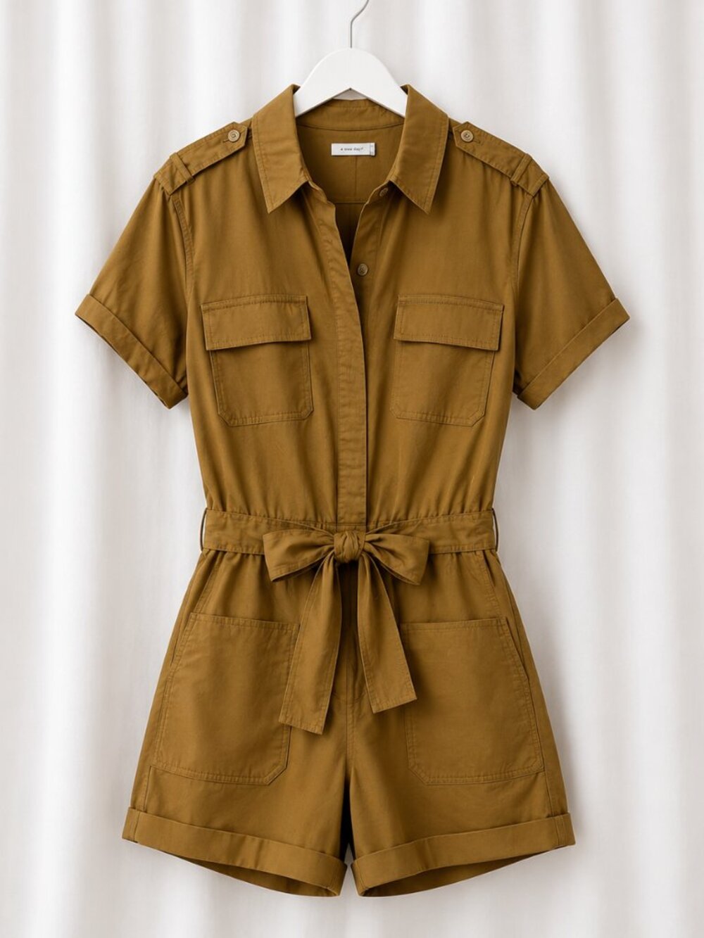 NWT Unsubscribed by AEO Utility Safari Shorts Romper Sz 8 Cotton TieWaist New - Picture 2 of 6
